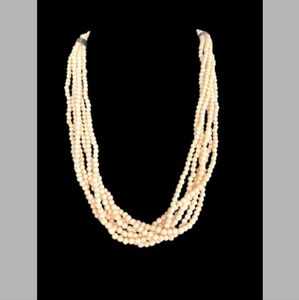 Multi strand beaded necklace Twisted Bohemian chic Office Coral Boho Jewelry